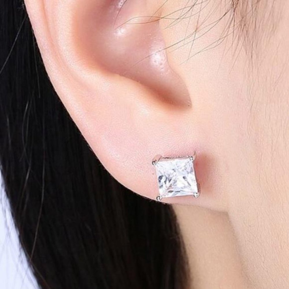 NEW  2.5 CT 925 STERLING DIAMOND SILVER EARRINGS, NICE EARRINGS, CUTE EARRINGS - Picture 5 of 6
